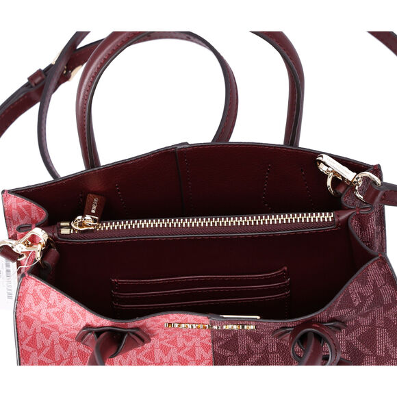 Michael Kors Mercer Medium Messenger Bag MK Signature Oxblood Multi Pink - Picture 5 of 5